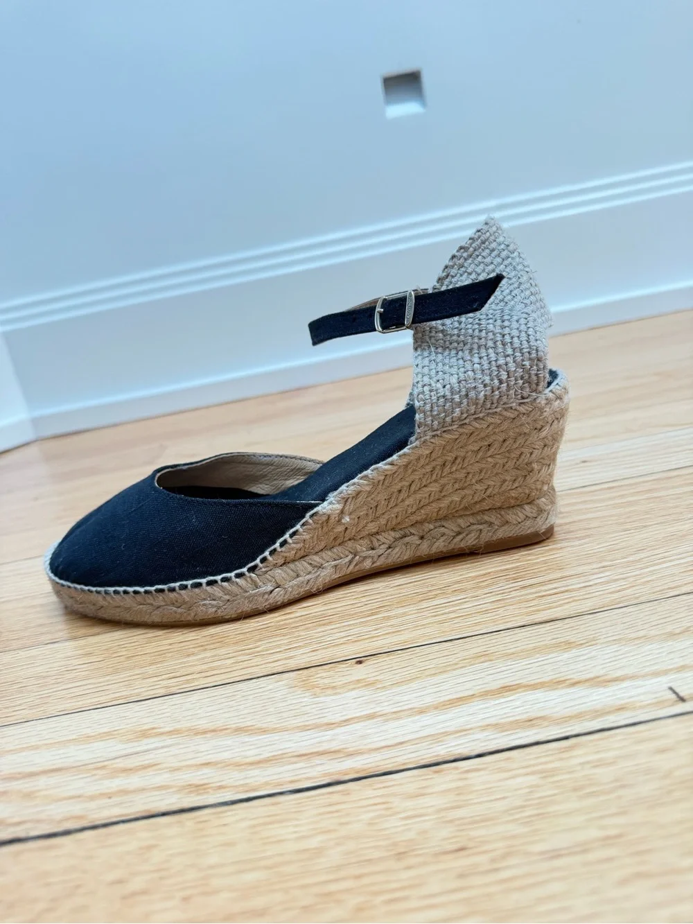 😍 NWOT Toni Pons Caldes Black Linen Espadrille Wedges EU 40/  9-9.5